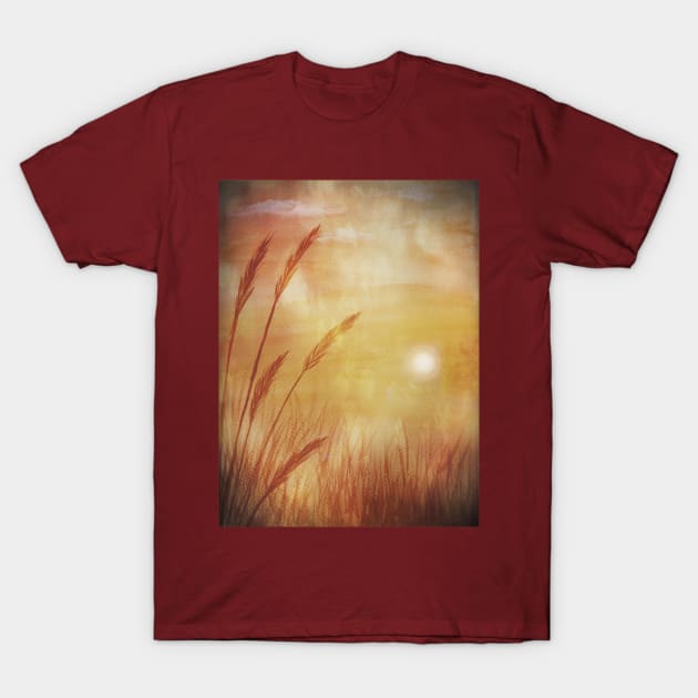 Watercolor Sunset Wheat Grass T-Shirt by SistersInArtN